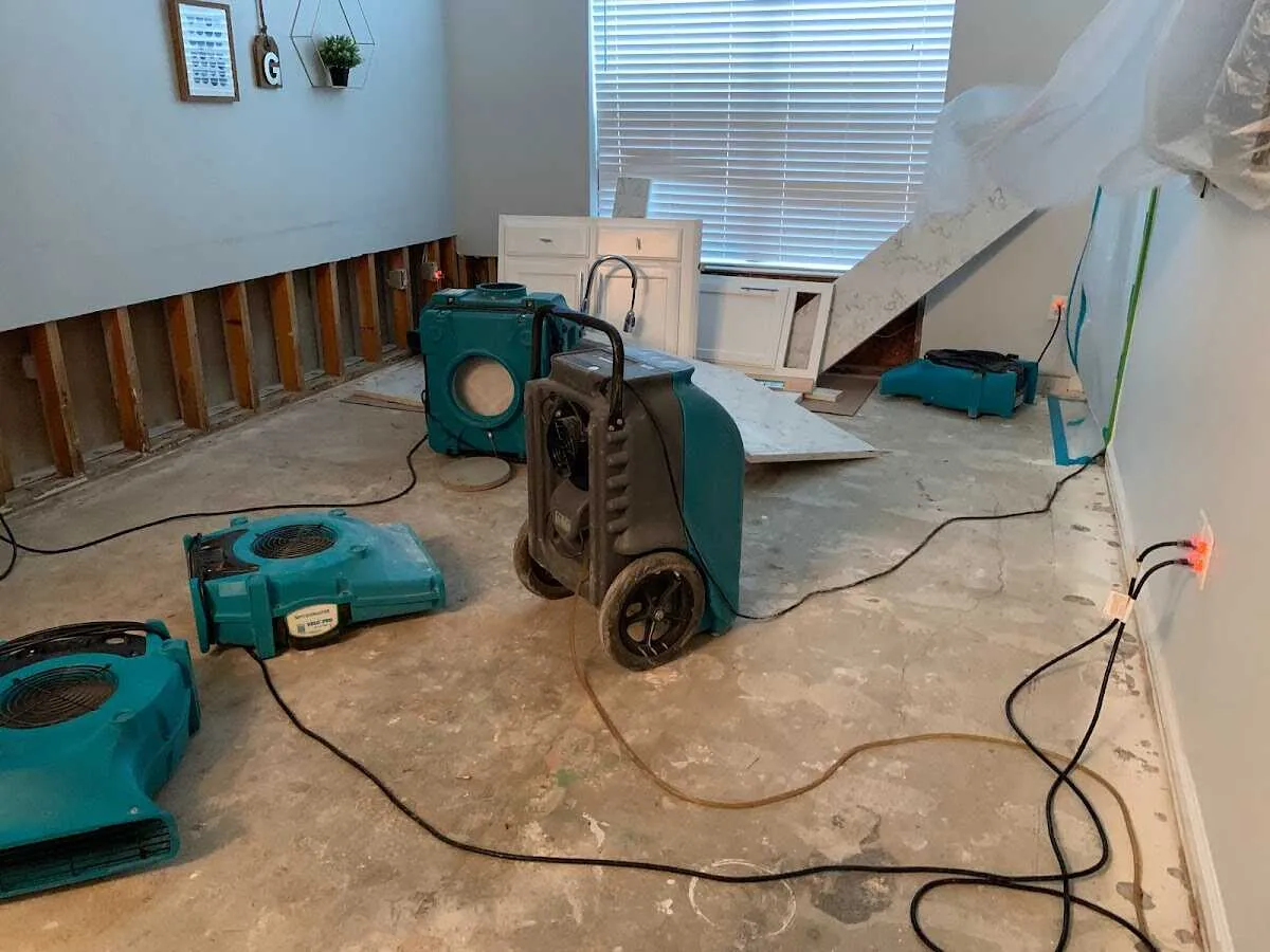 Dehumidifier in flood-cut room for Water Damage Restoration in Richland Hills